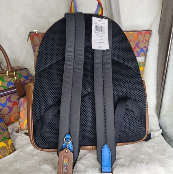 🎉 COACH Collectible BACKPACK Designer Bag NWT Limited Edition Signature Rainbow - Picture 7 of 8